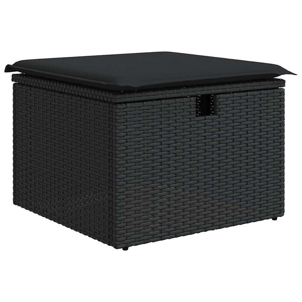 Sofasæt til haven 6 dele med hynder polyrattan sort