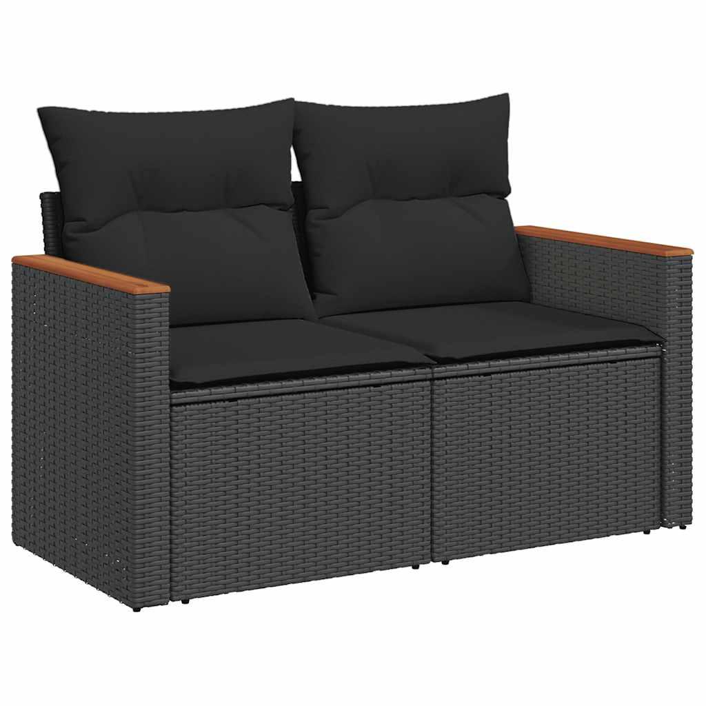 Sofasæt til haven 7 dele med hynder polyrattan sort