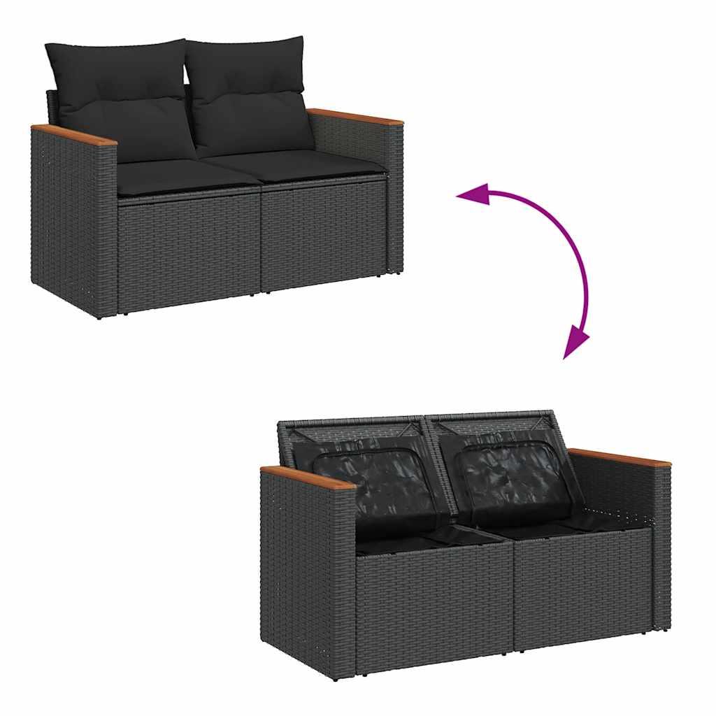 Sofasæt til haven 7 dele med hynder polyrattan sort