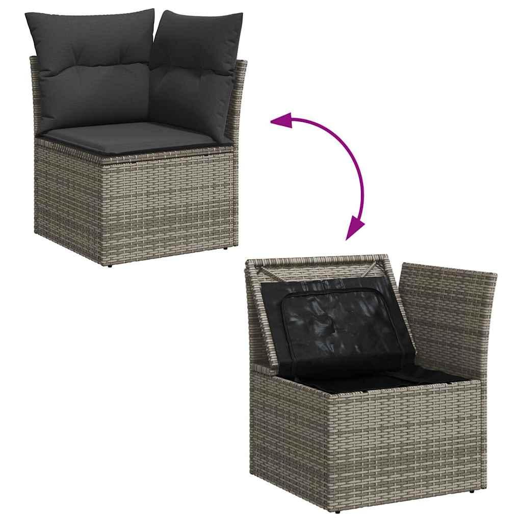 Sofasæt til haven 6 dele med hynder polyrattan grå