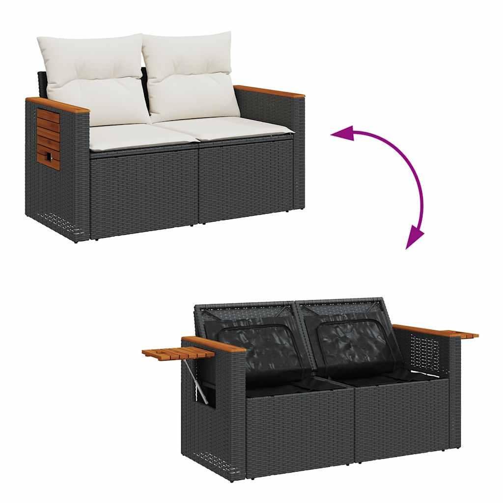 Sofasæt til haven 4 dele med hynder polyrattan sort