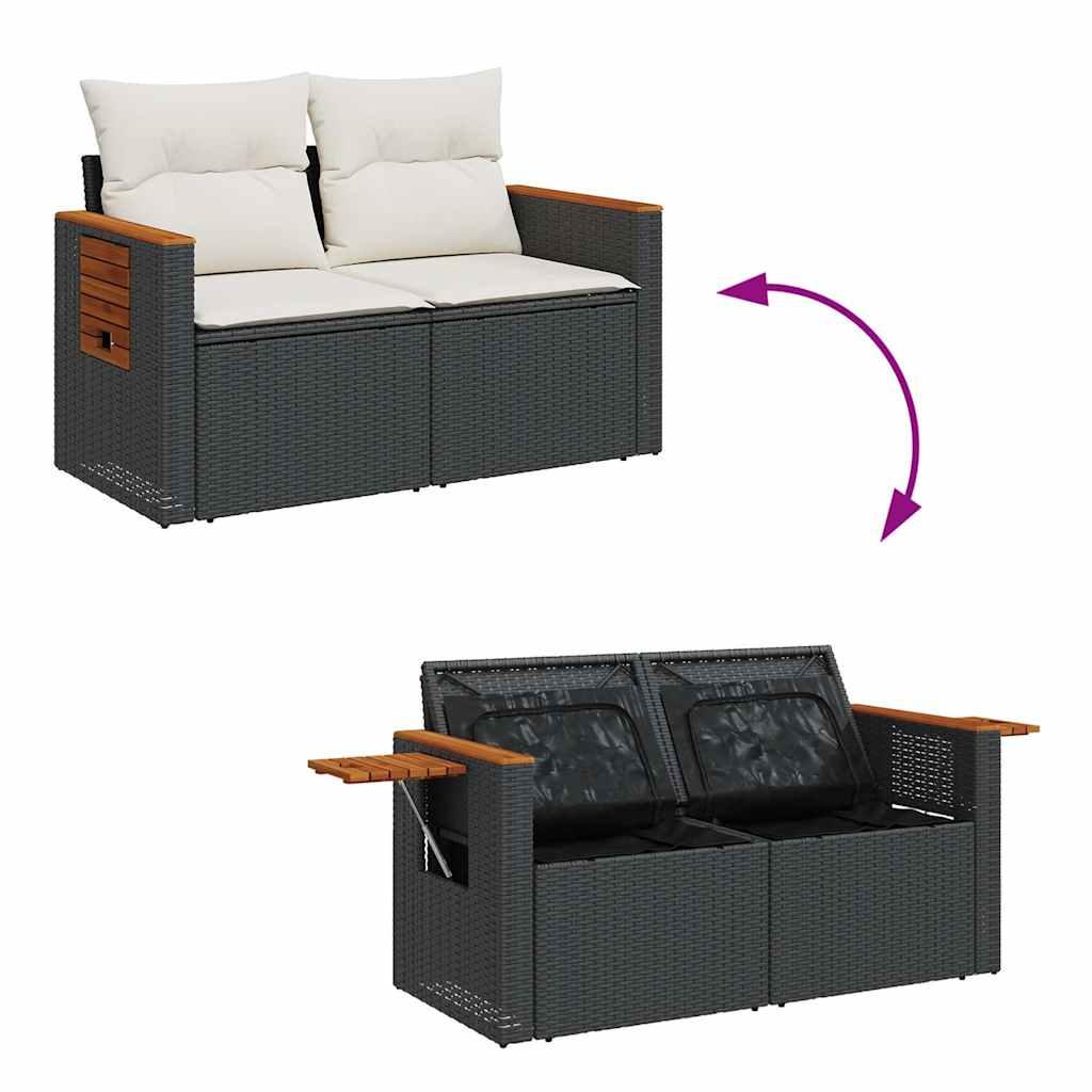 Sofasæt til haven 6 dele med hynder polyrattan sort