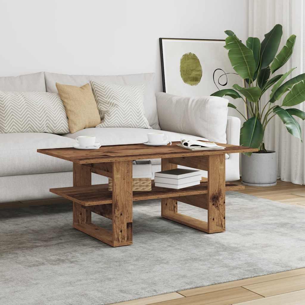 Sofabord 102x55x42 cm konstrueret træ antikt trælook