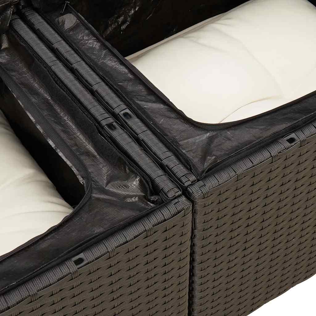 Sofasæt til haven 6 dele med hynder polyrattan sort