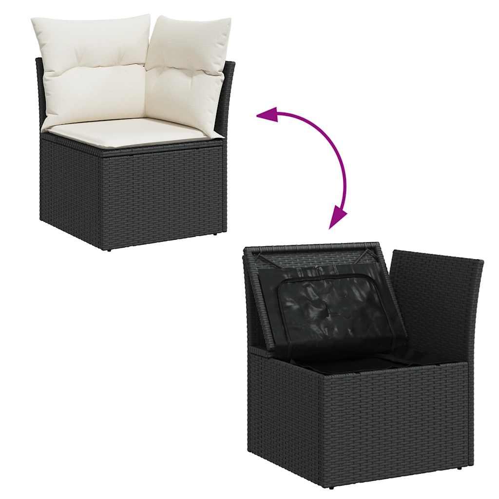 Sofasæt til haven 6 dele med hynder polyrattan sort