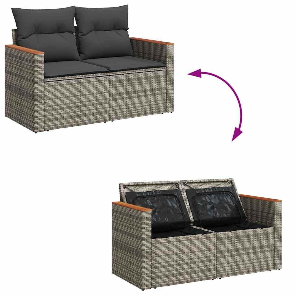 Sofaesæt til haven 7 dele med hynder polyrattan grå
