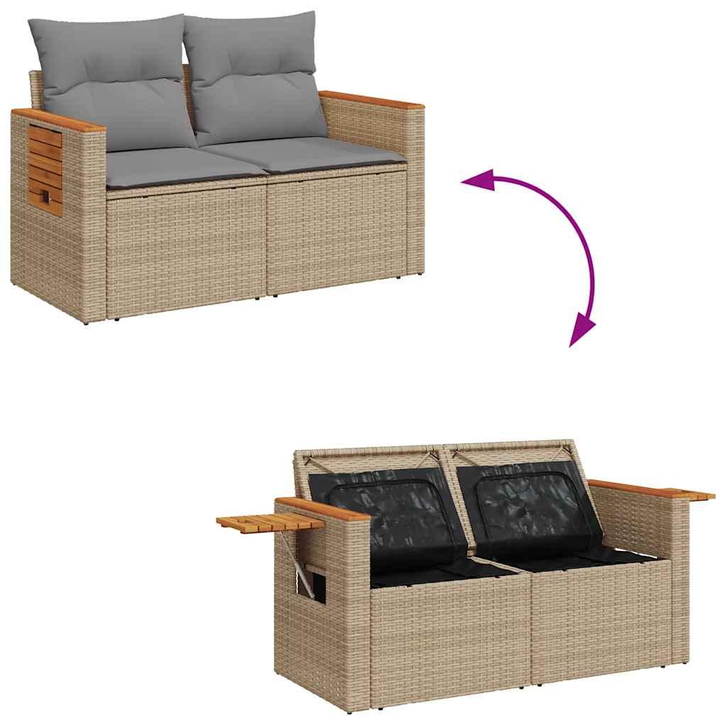 Sofasæt til haven 5 dele med hynder polyrattan beige