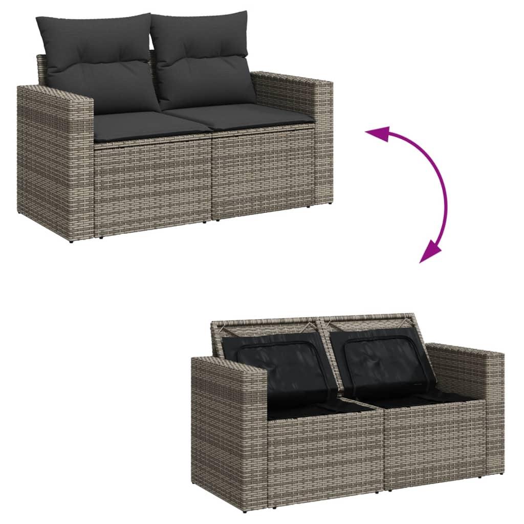 Sofasæt til haven 4 dele med hynder polyrattan grå