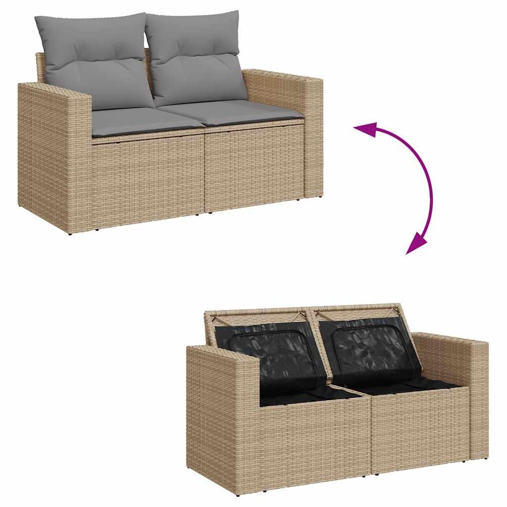 Sofasæt til haven 5 dele med hynder polyrattan beige