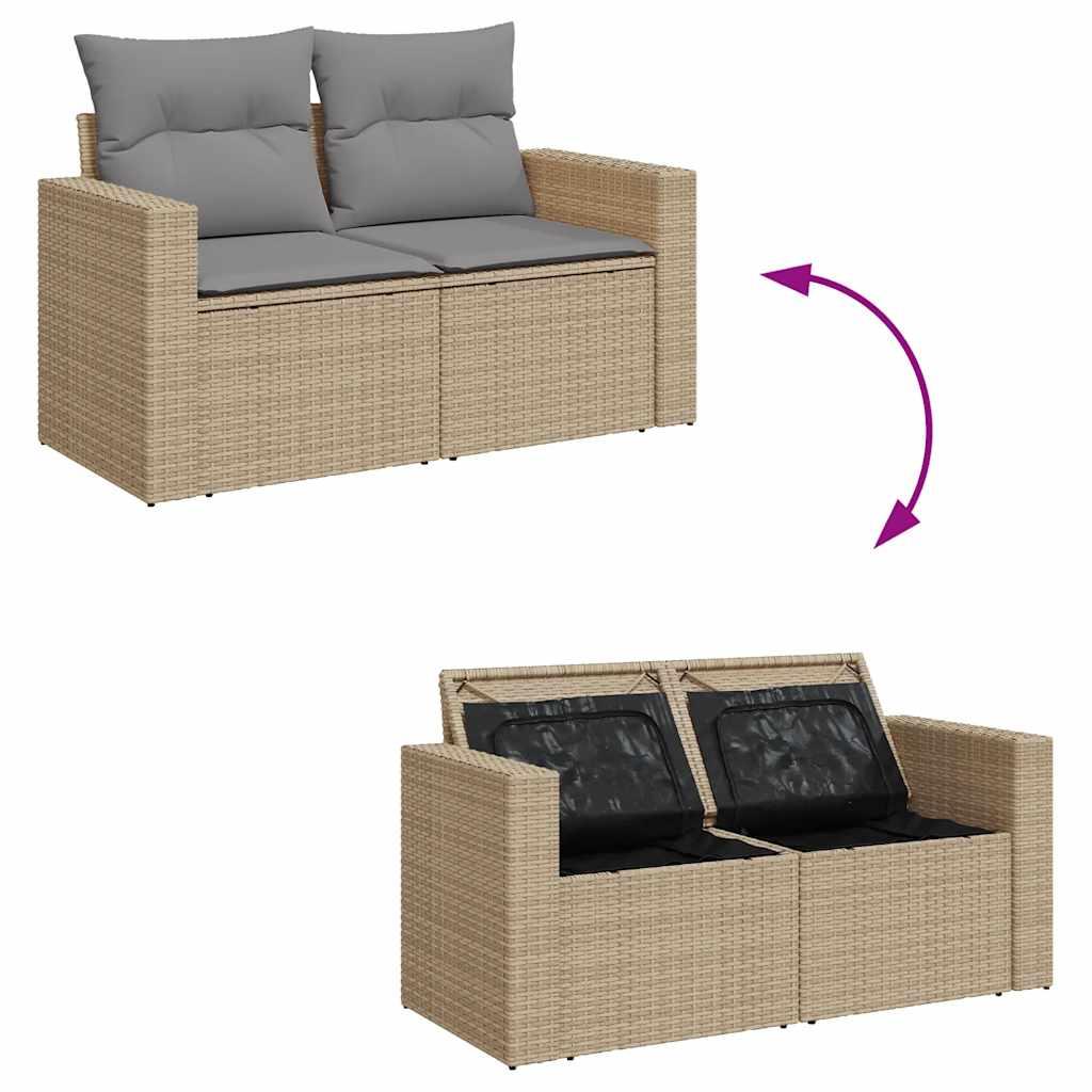 Sofasæt til haven 9 dele med hynder polyrattan beige