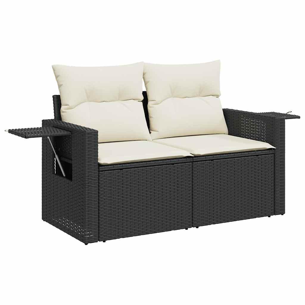 Sofasæt til haven 9 dele med hynder polyrattan sort