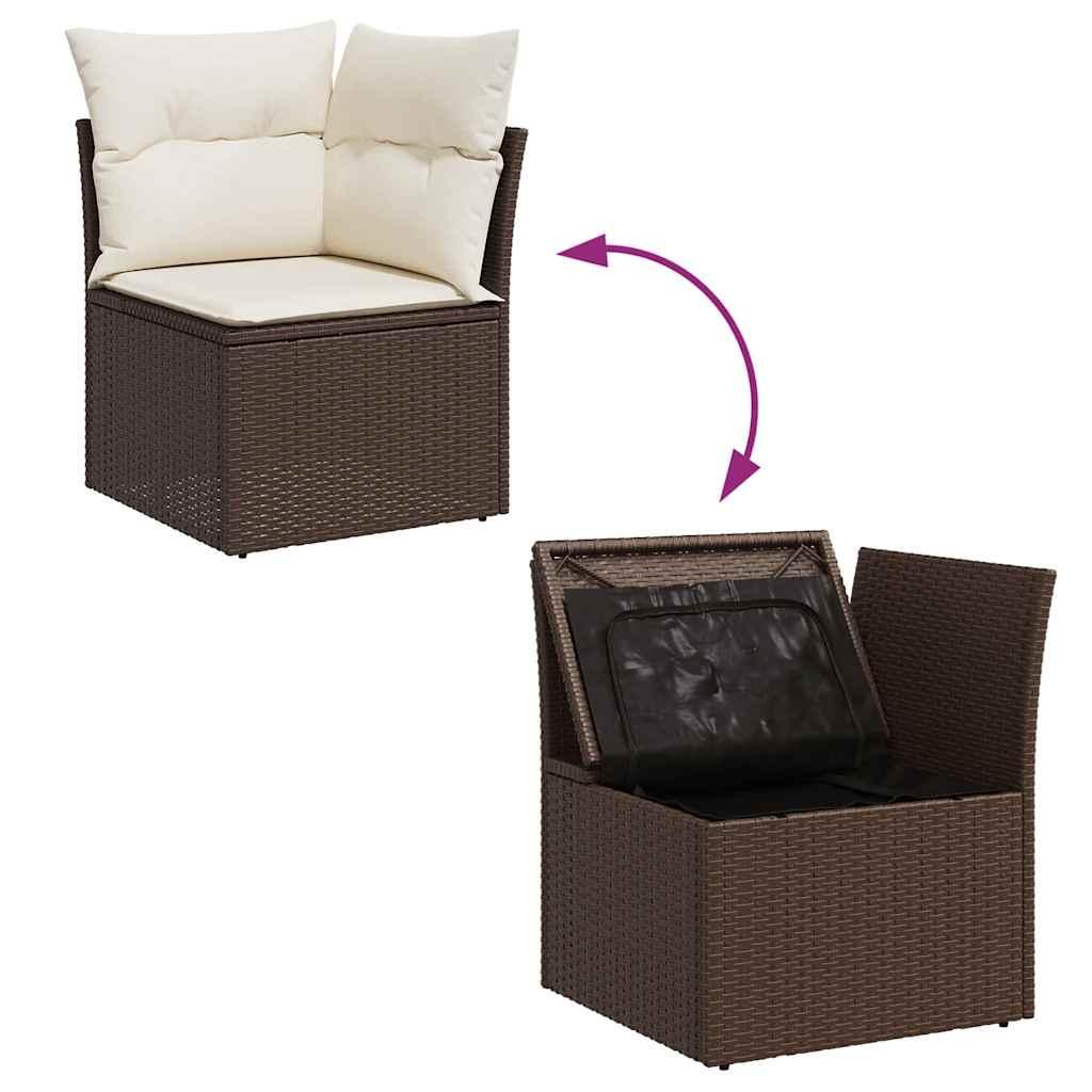 Sofasæt til haven 10 dele med hynder polyrattan brun