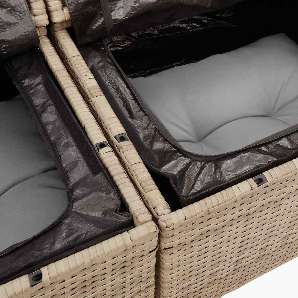 Sofasæt til haven 6 dele med hynder polyrattan beige