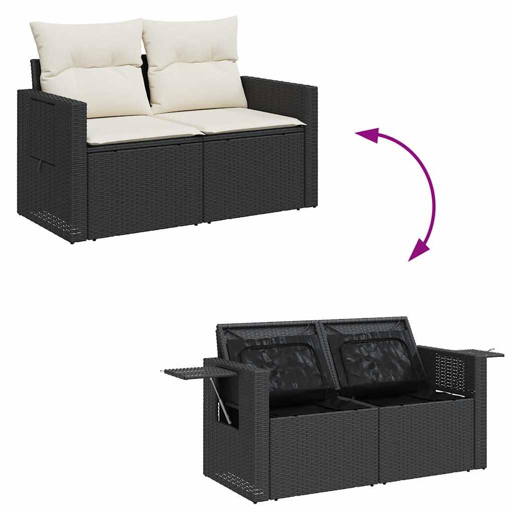 Sofasæt til haven 8 dele med hynder polyrattan sort