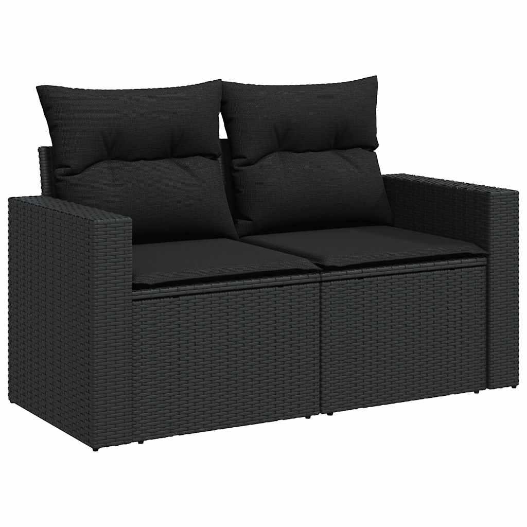 Sofasæt til haven 6 dele med hynder polyrattan sort