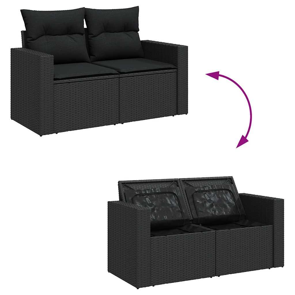 Sofasæt til haven 6 dele med hynder polyrattan sort