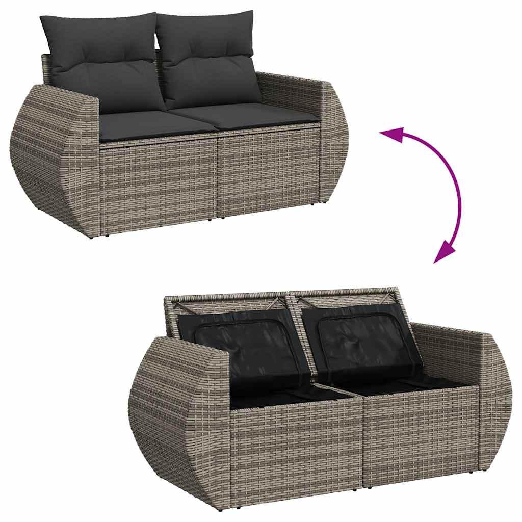 Sofasæt 5 dele med hynder polyrattan grå