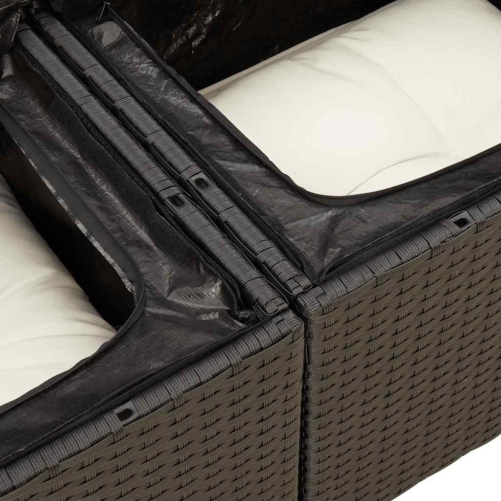 Sofasæt til haven 6 dele med hynder polyrattan sort