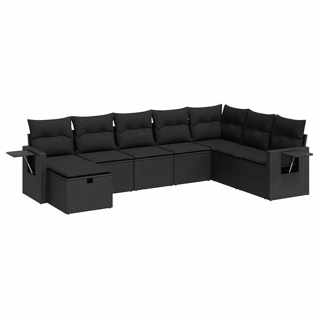 Sofasæt til haven 8 dele med hynder polyrattan sort
