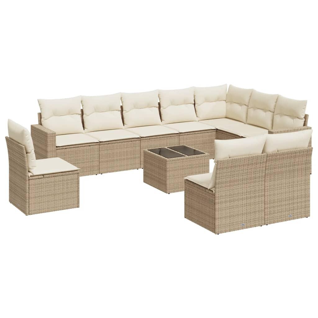 Sofasæt til haven 11 dele med hynder polyrattan beige