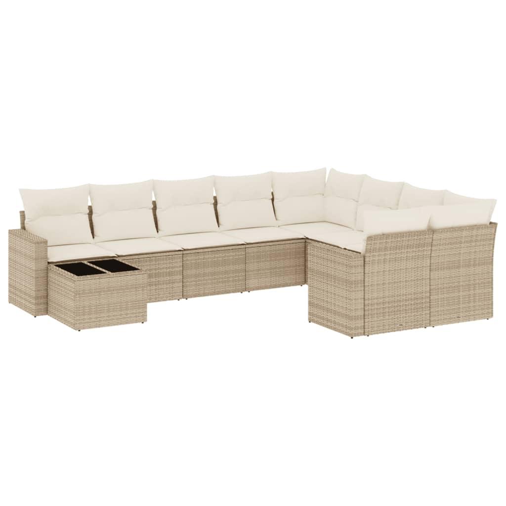 Sofasæt til haven 10 dele med hynder polyrattan beige