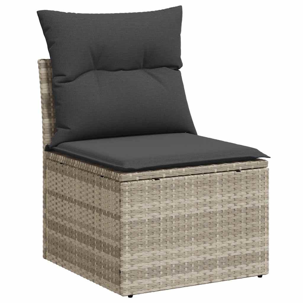 Sofasæt til haven 9 dele med hynder polyrattan lysegrå