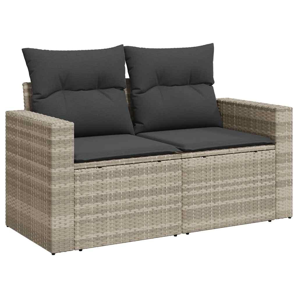 Sofasæt til haven 9 dele med hynder polyrattan lysegrå