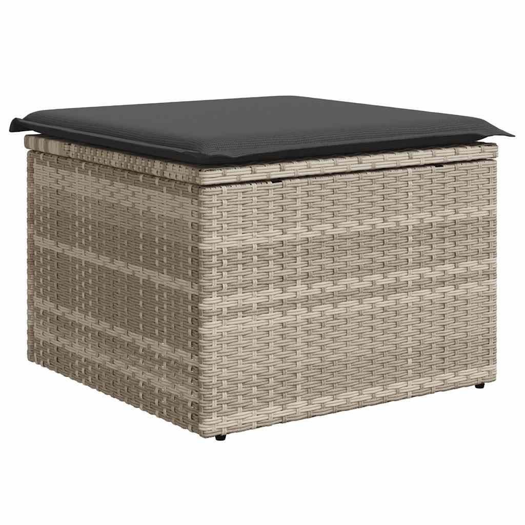 Sofasæt til haven 9 dele med hynder polyrattan lysegrå