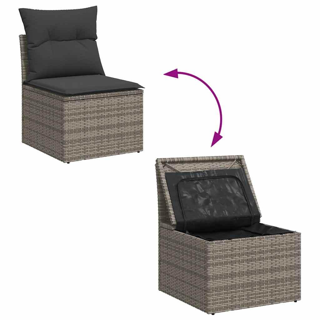 Sofasæt til haven 4 dele med hynder polyrattan grå