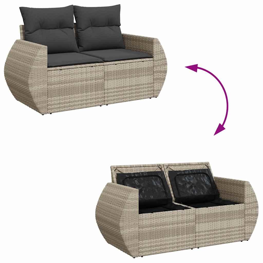 Sofasæt til haven 6 dele med hynder polyrattan lysegrå
