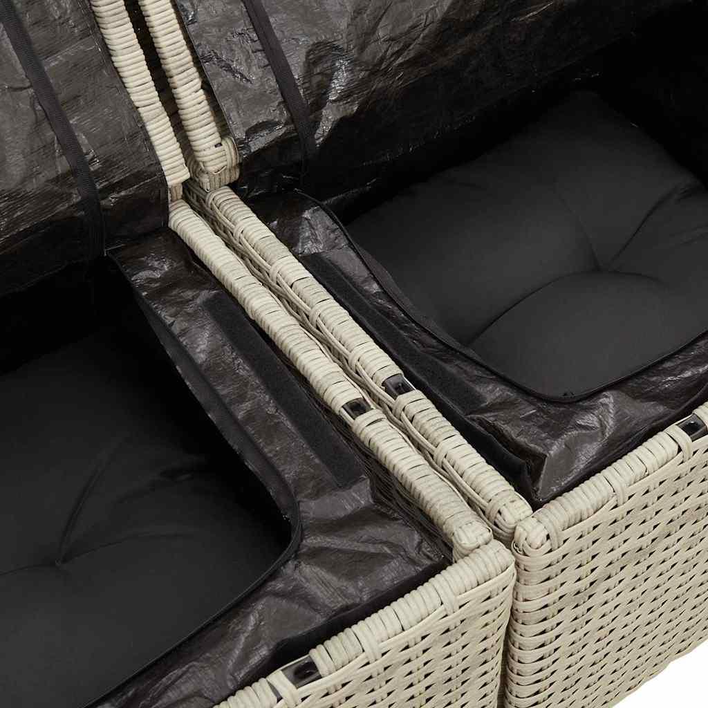 Sofasæt til haven 6 dele med hynder polyrattan lysegrå