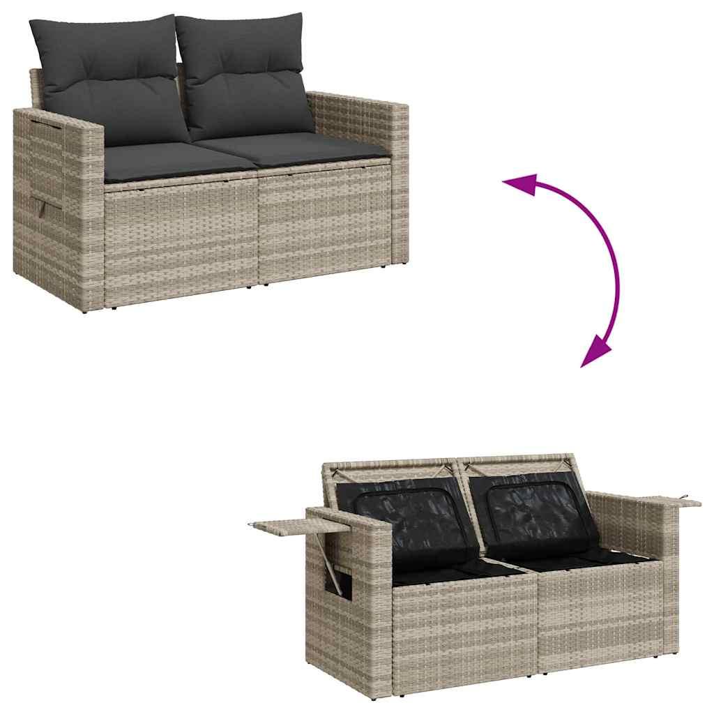 Sofasæt til haven 8 dele med hynder polyrattan lysegrå