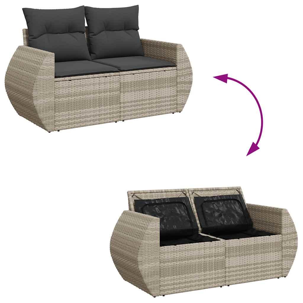 Sofasæt til haven 6 dele med hynder polyrattan lysegrå