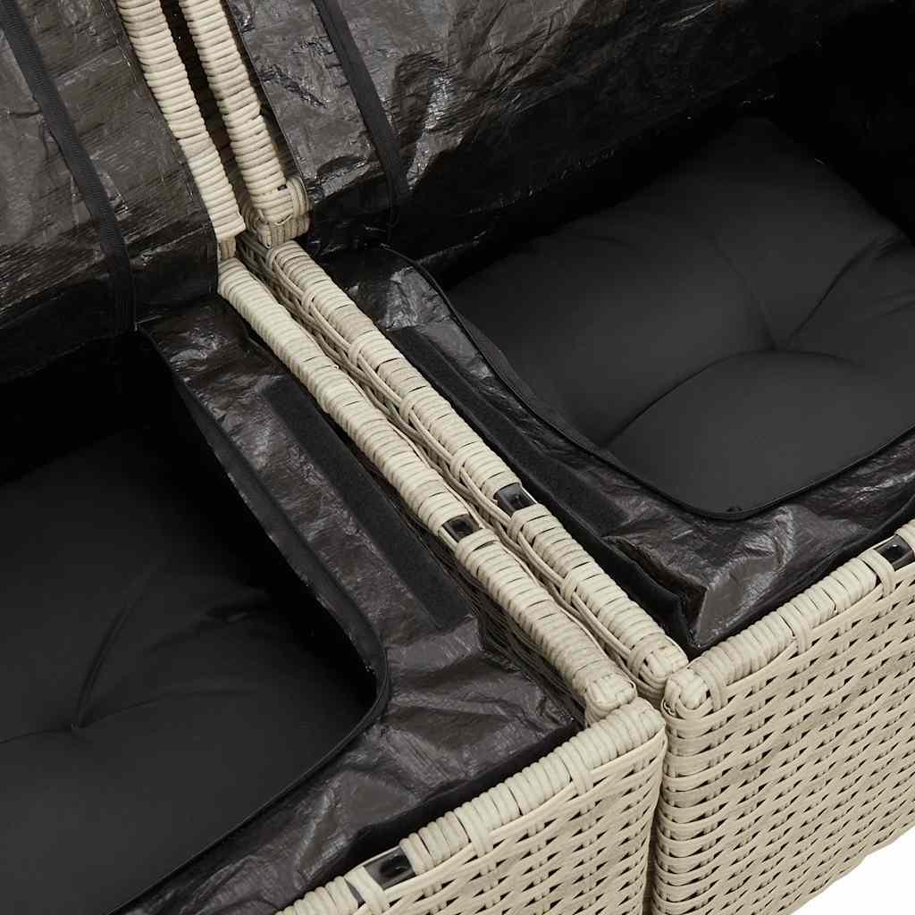 Sofasæt til haven 6 dele med hynder polyrattan lysegrå