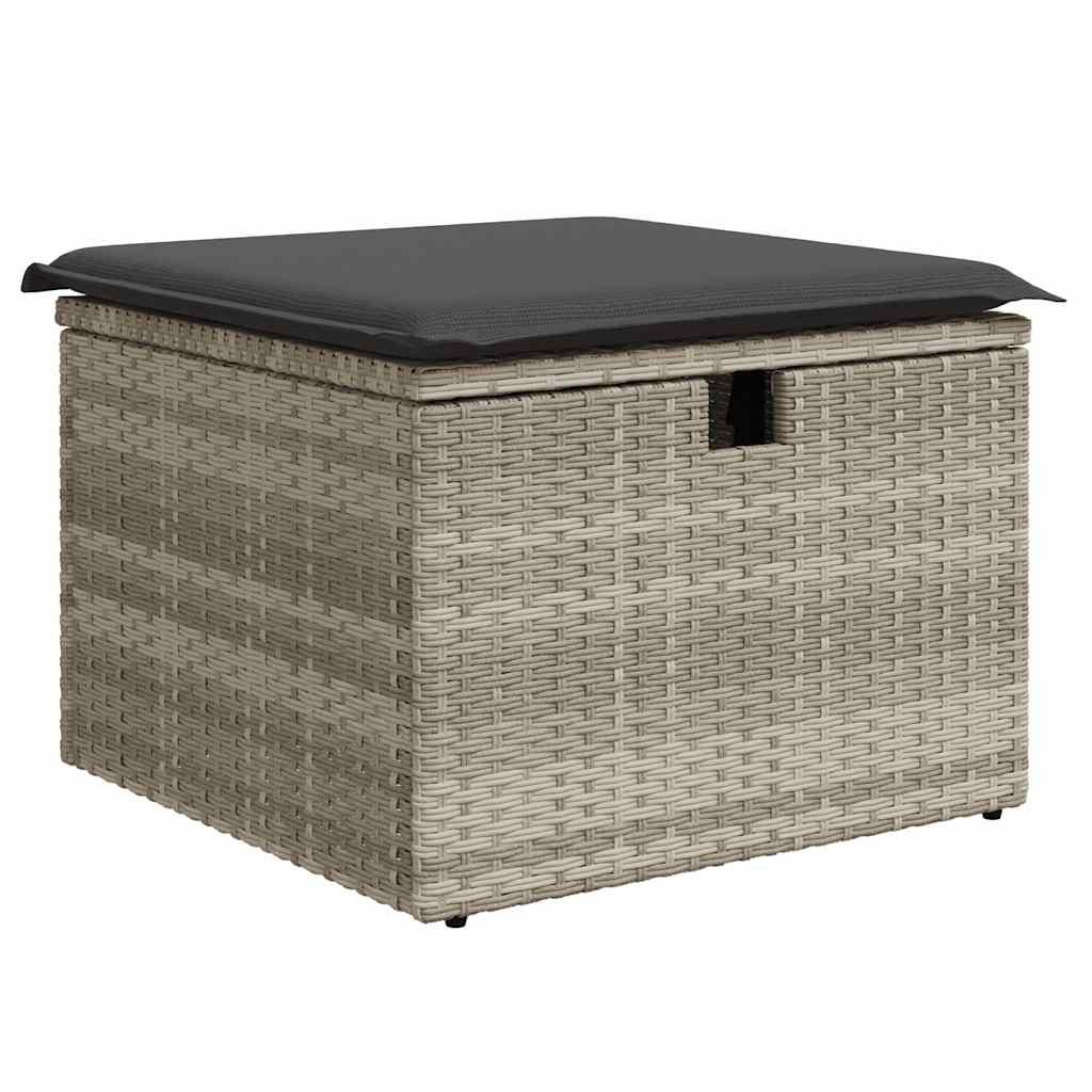 Sofasæt 5 dele med hynder polyrattan lysegrå