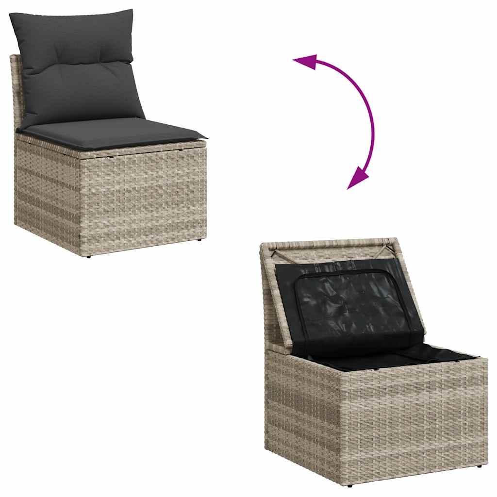 Sofasæt 5 dele med hynder polyrattan lysegrå