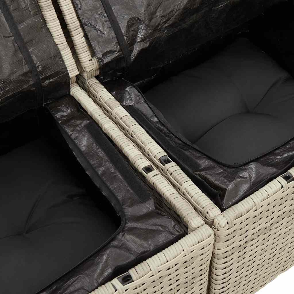 Sofasæt 5 dele med hynder polyrattan lysegrå