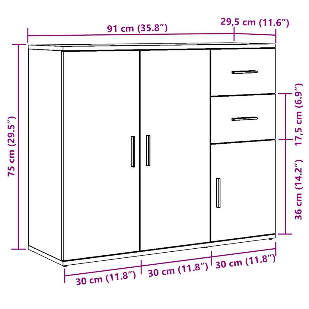 Skænk 91x29,5x75 cm konstrueret træ kunsteg