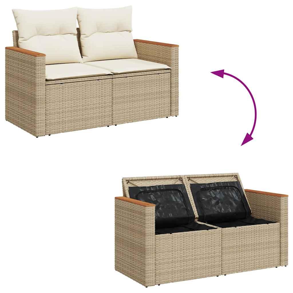 Sofasæt til haven 6 dele med hynder polyrattan beige