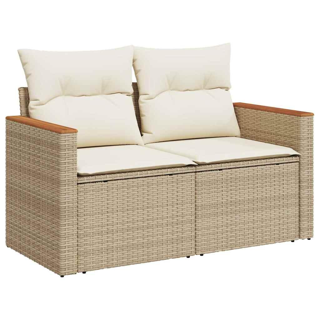 Sofasæt til haven 7 dele med hynder polyrattan beige