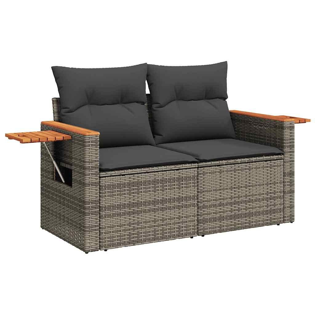 Sofasæt til haven 6 dele med hynder polyrattan grå