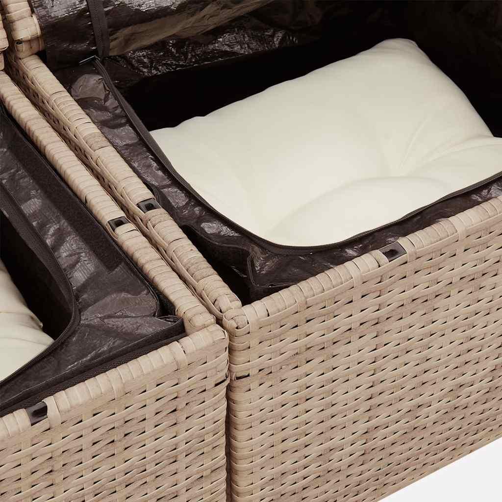 Sofasæt til haven 4 dele med hynder polyrattan beige