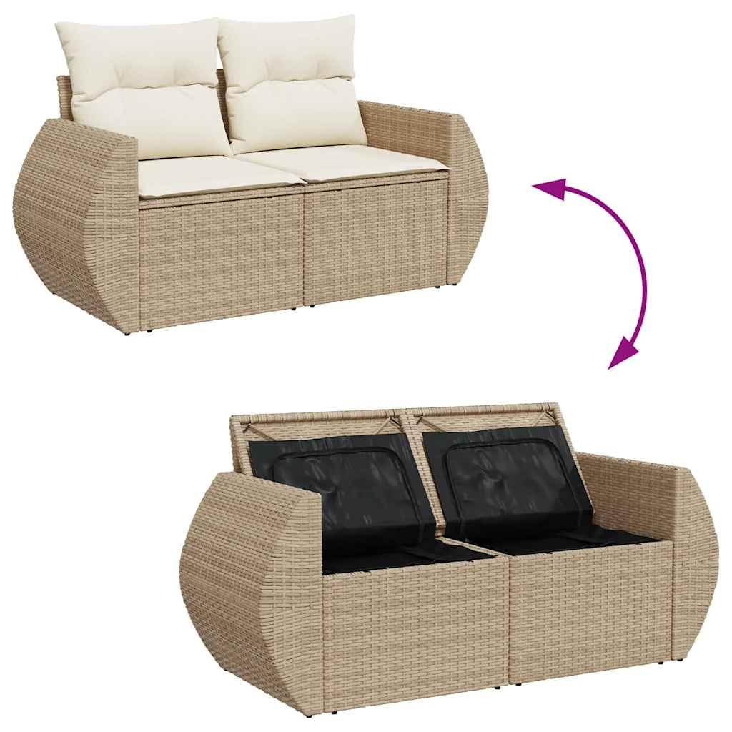 Sofasæt til haven 6 dele med hynder polyrattan beige