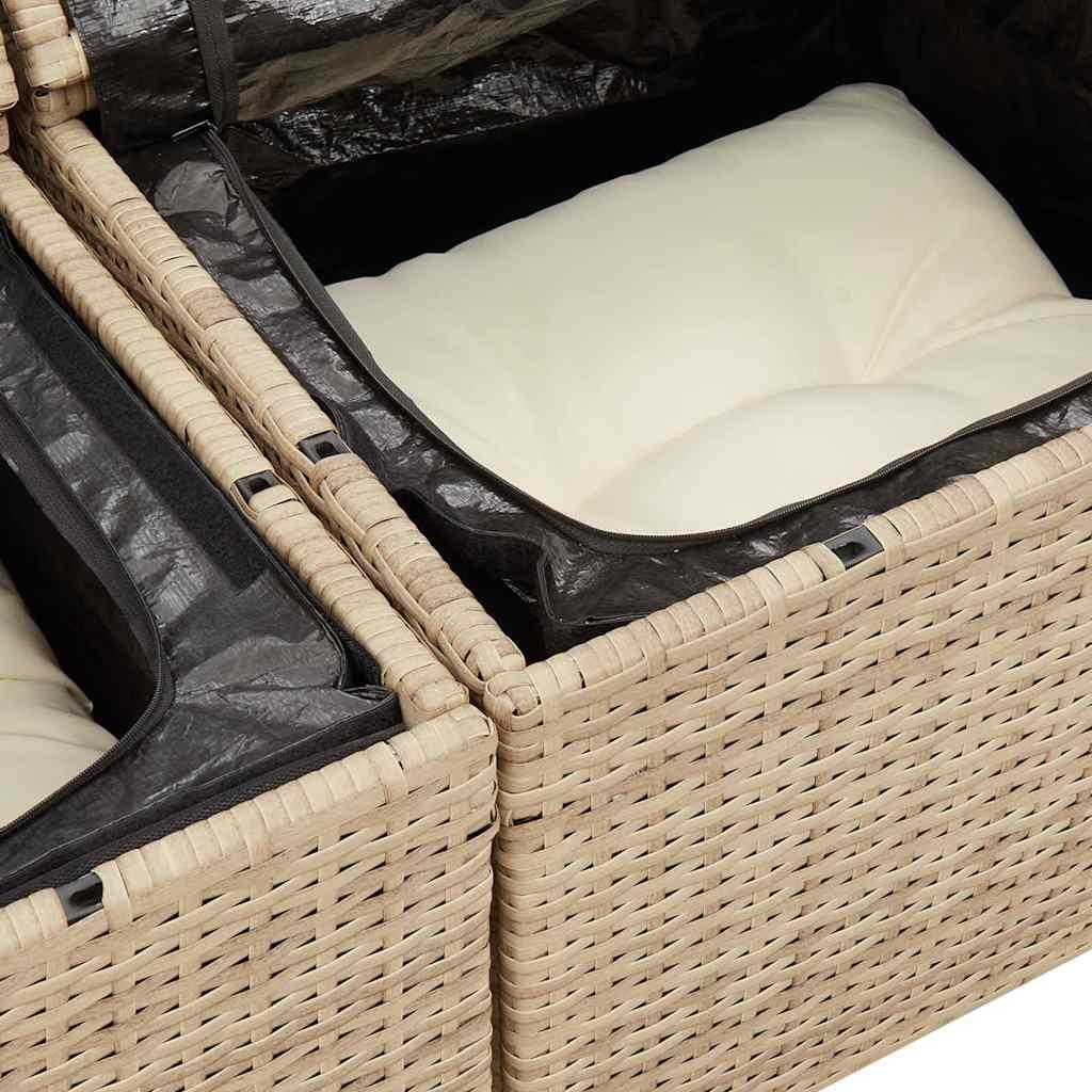 Sofasæt til haven 4 dele med hynder polyrattan beige