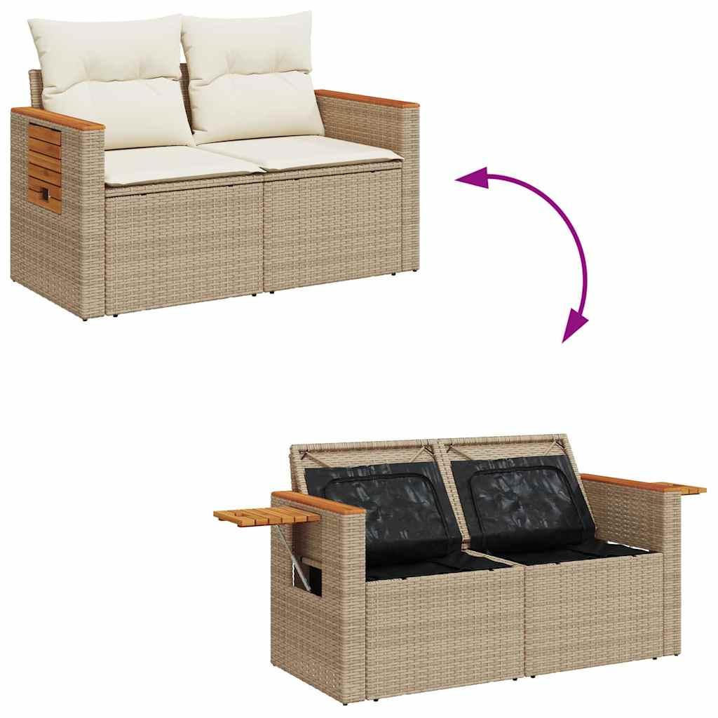 Sofasæt til haven 5 dele med hynder polyrattan beige