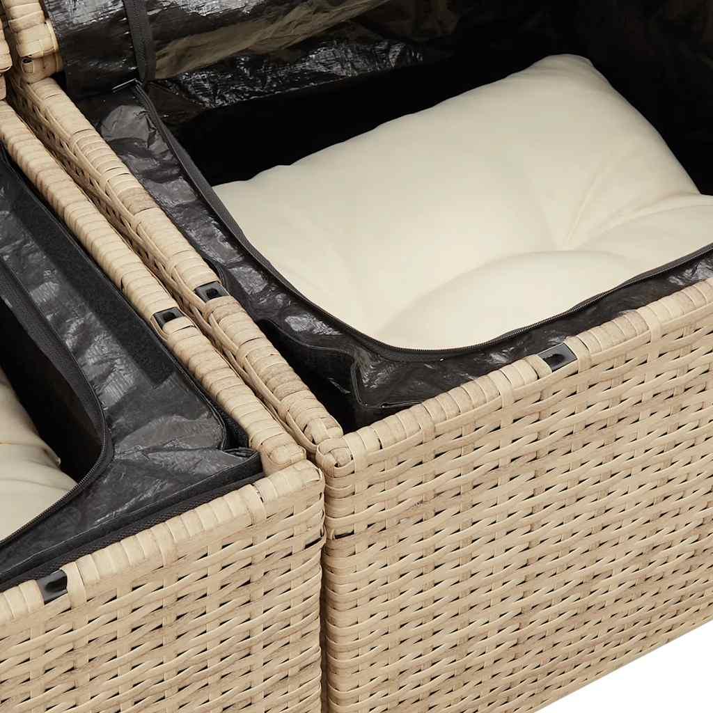 Sofasæt til haven 5 dele med hynder polyrattan beige