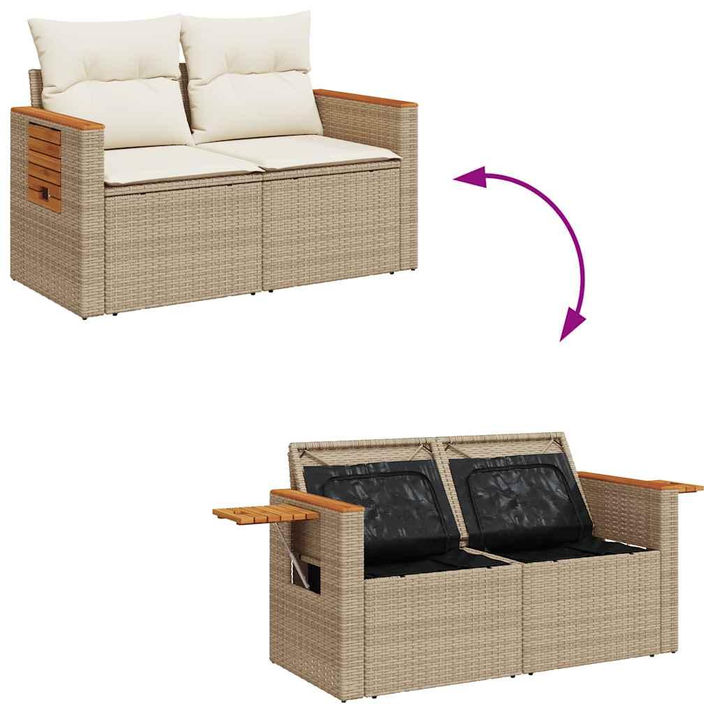 Sofasæt til haven 6 dele med hynder polyrattan beige