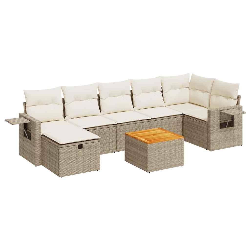 Sofasæt til haven 8 dele med hynder polyrattan beige