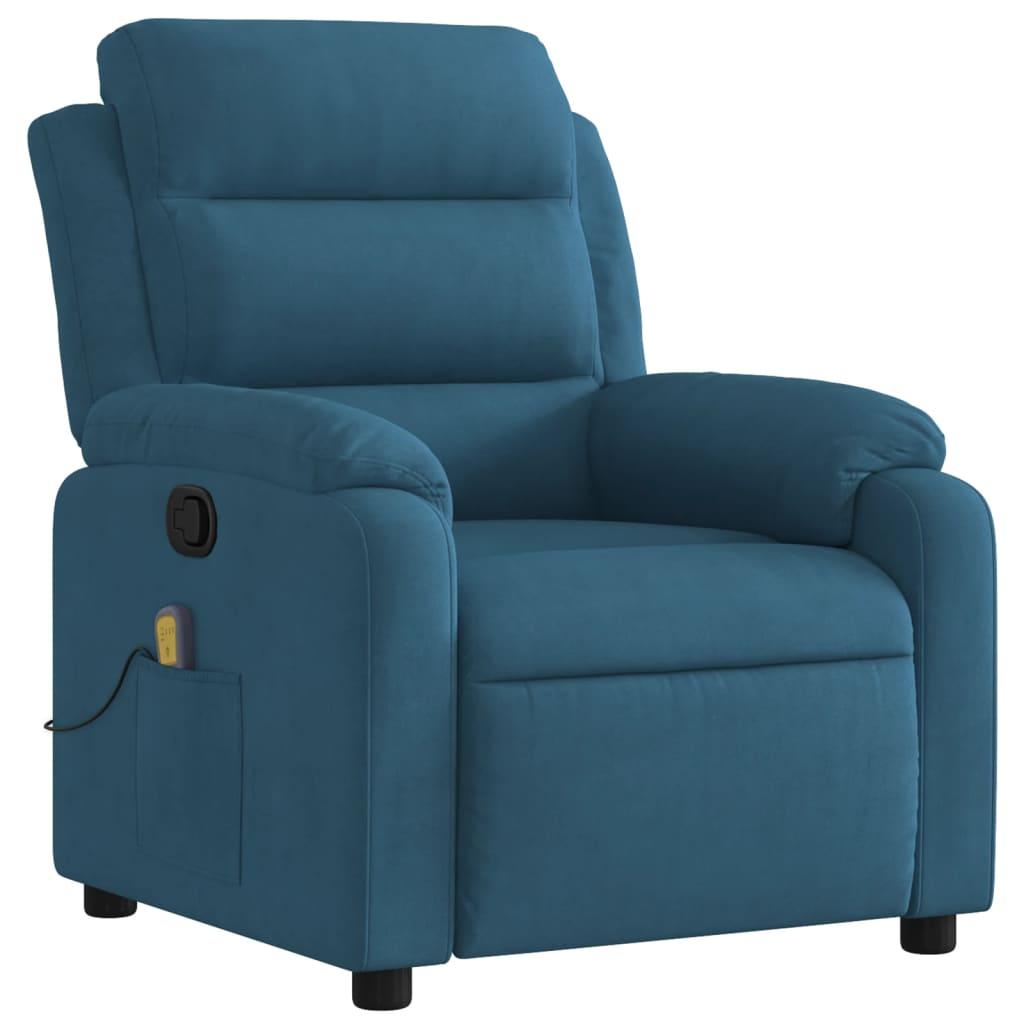 Massagestol velour blå