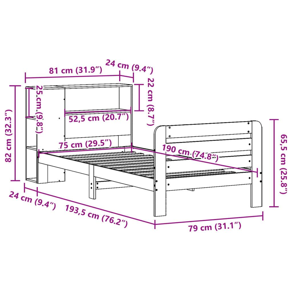 Sengeramme uden madras 75x190 cm massivt fyrretræ